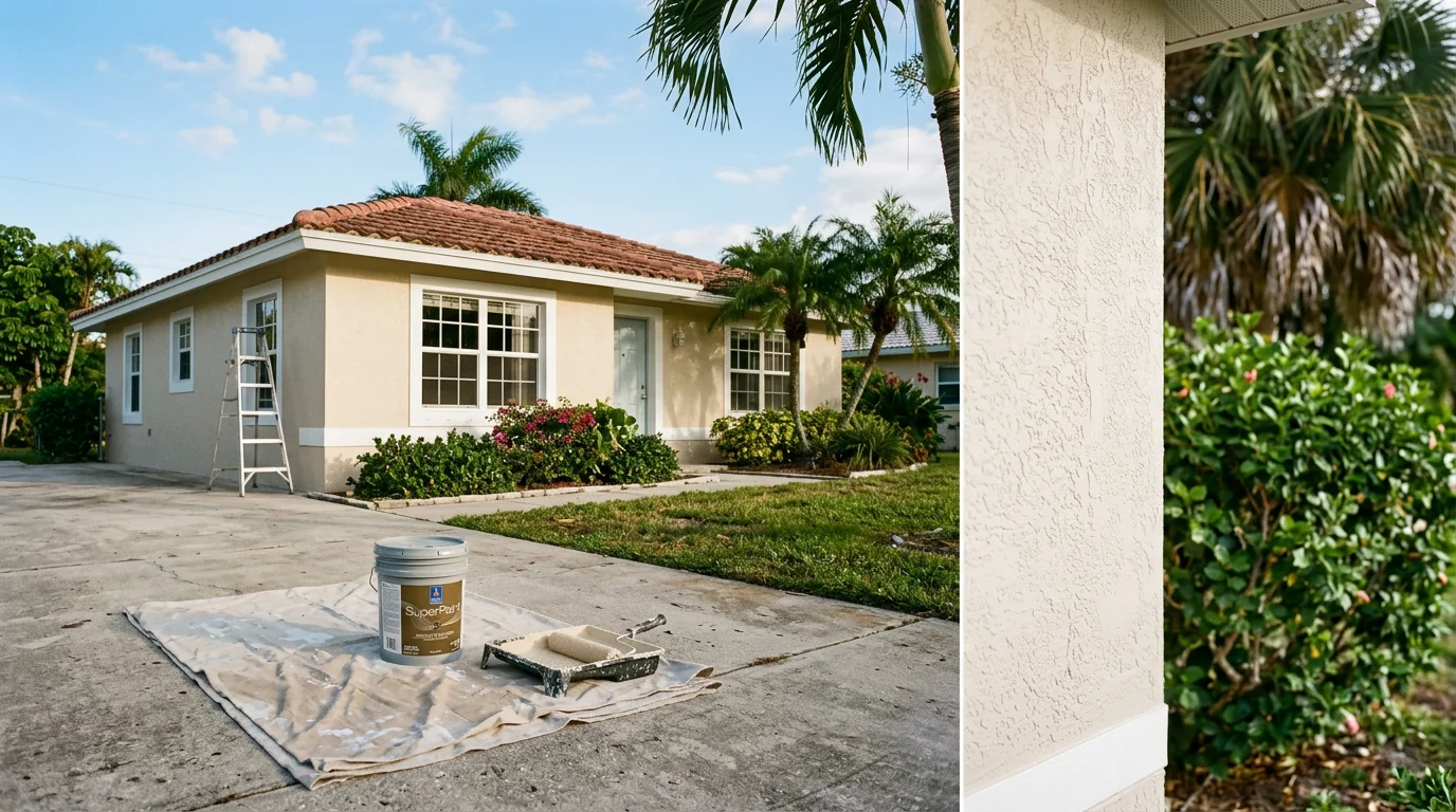 Painter working on a home exterior in Fort Myers, FL