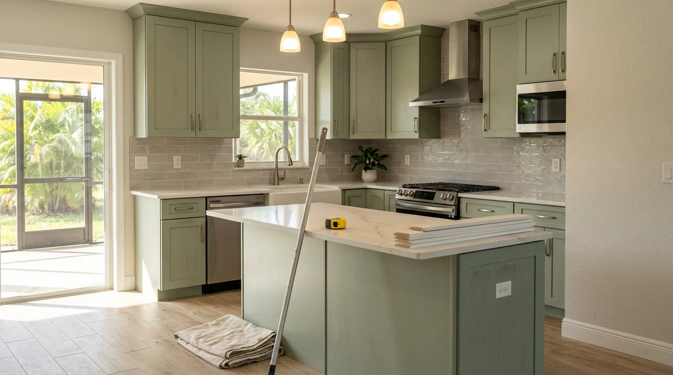 Remodeled kitchen with new cabinets in a Fort Myers, FL home